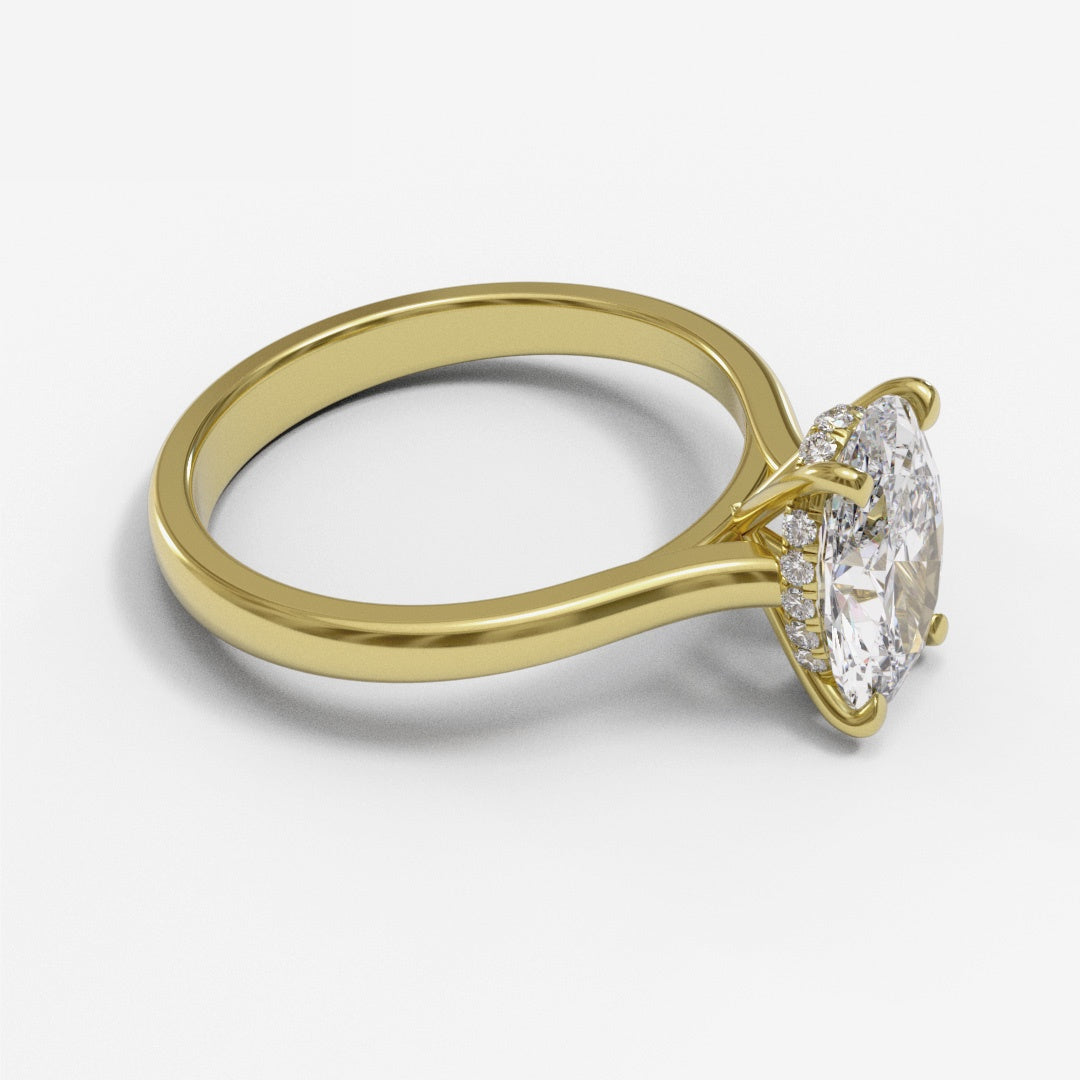 Oval Tapered Cathedral Hidden Halo 1.6-2.6mm band (setting only)