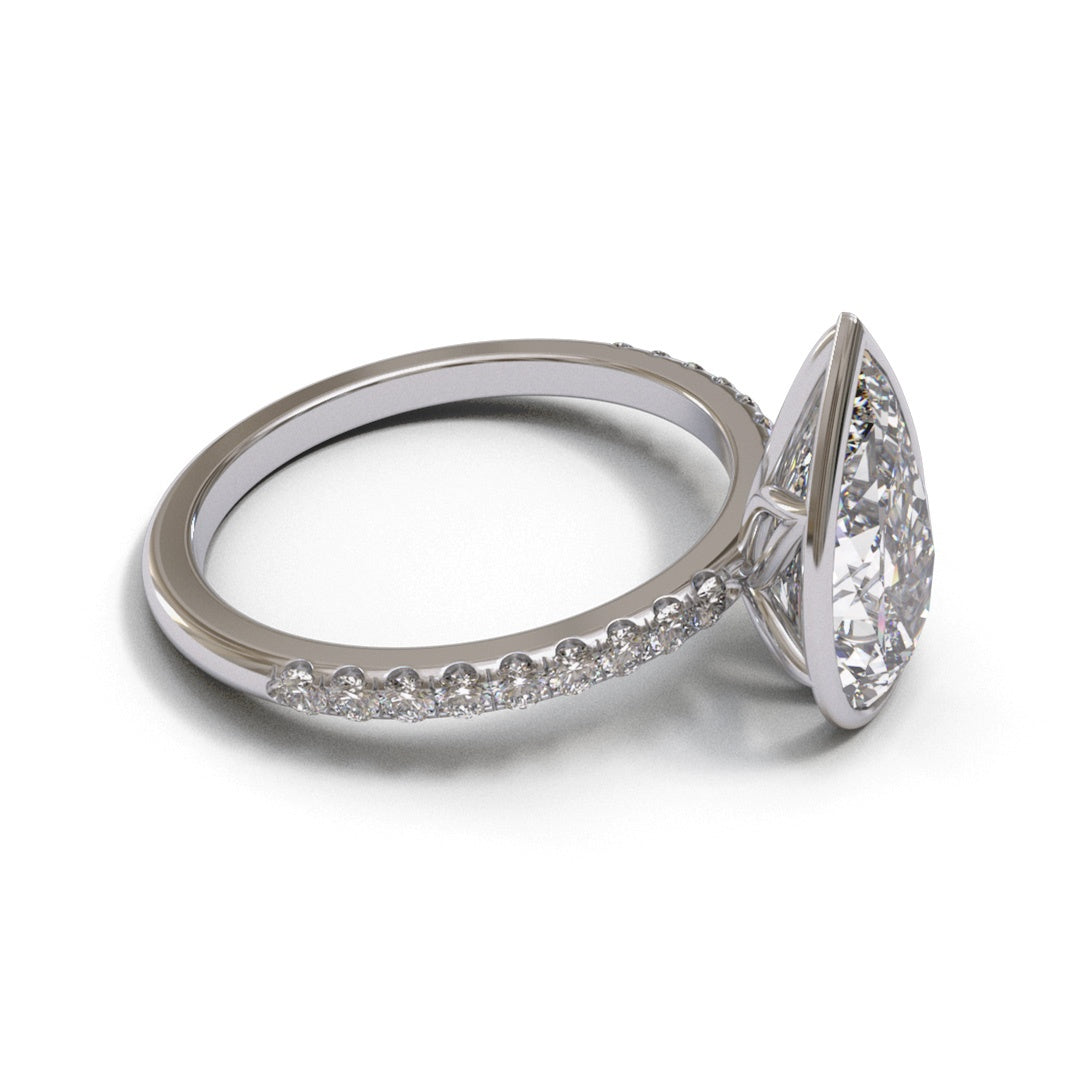 Pear Tulip Dome Bezel Pave 2mm band (setting only)