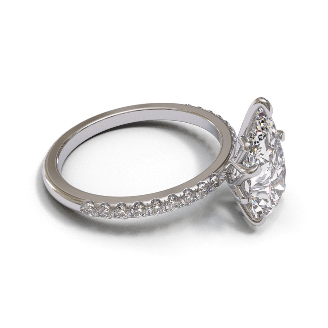 Pear Dome Tulip Pave 2mm band (setting only)