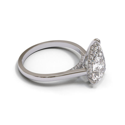 Pear Diamond Bridge Flat Cathedral Hidden Halo 1.6mm band (setting only)