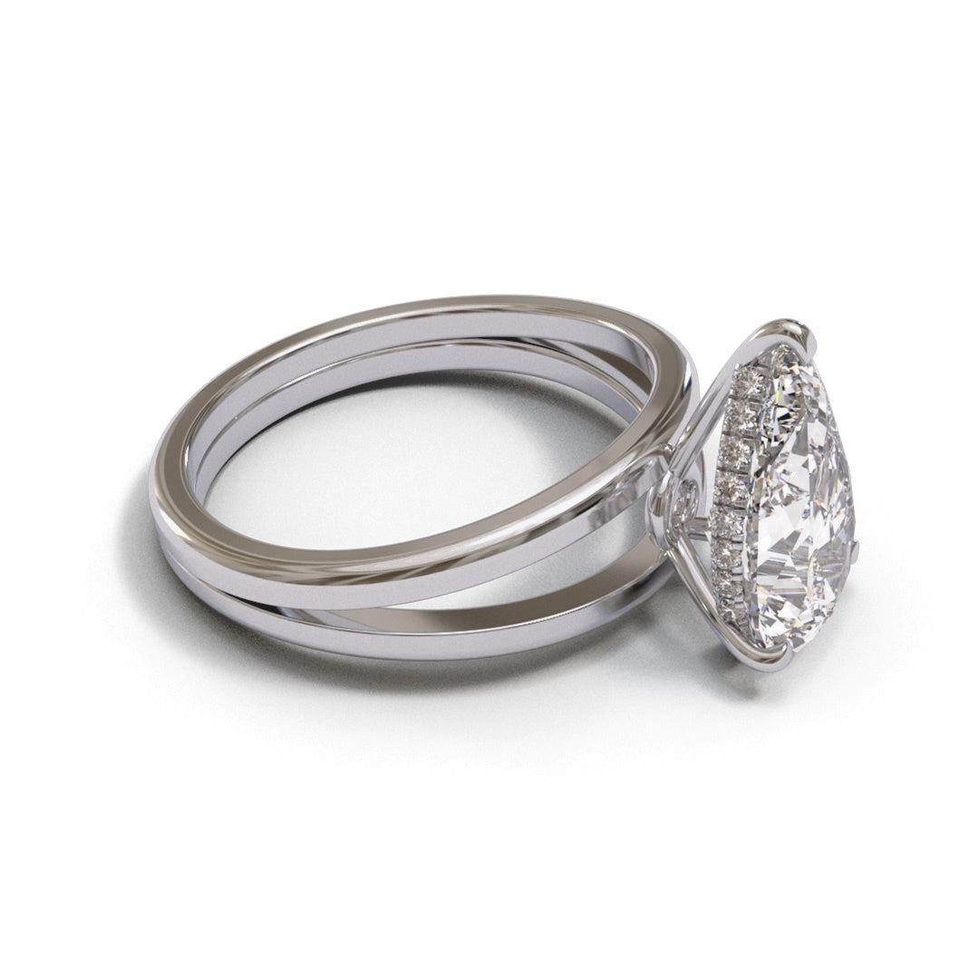 Pear Split Shank Hidden Halo 3mm band (setting only)