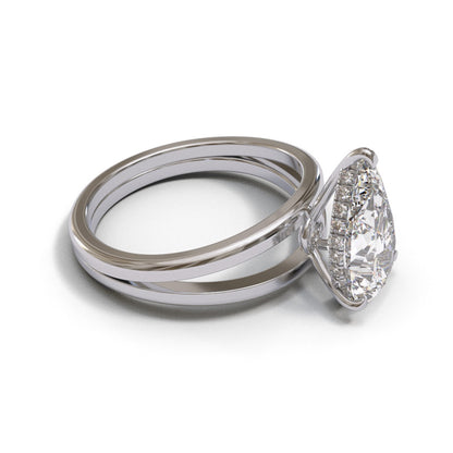 Pear Split Shank Hidden Halo 3mm band (setting only)