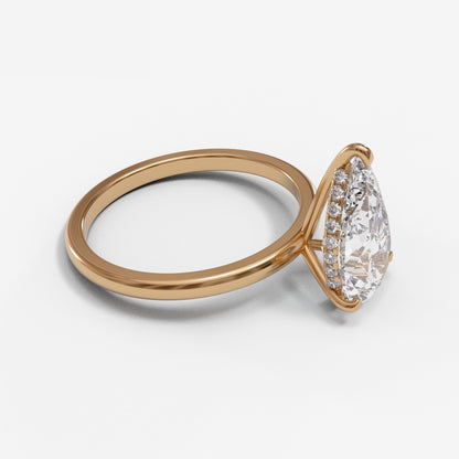 Pear Dome Hidden Halo 2mm band (setting only)