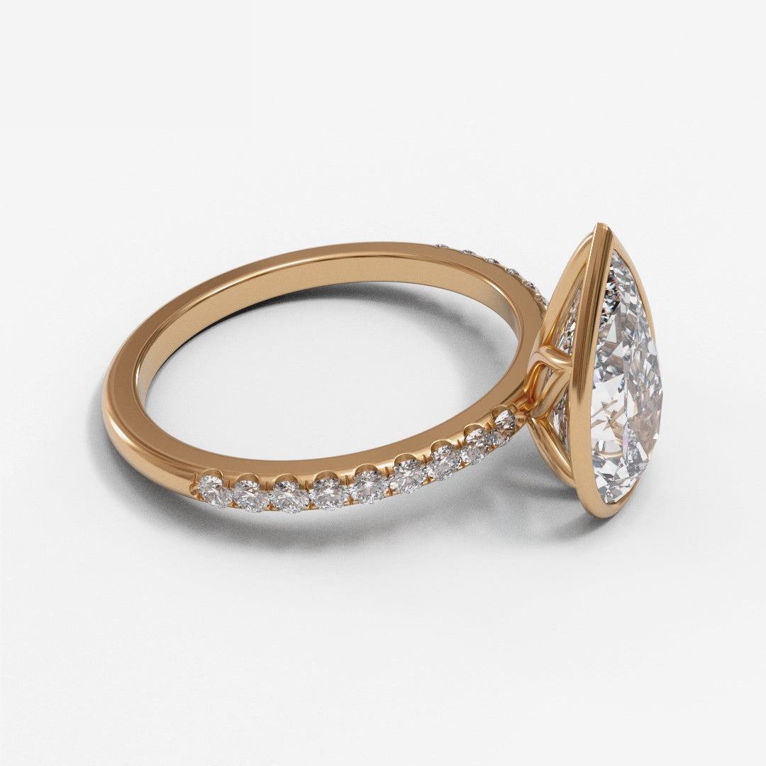 Pear Tulip Dome Bezel Pave 2mm band (setting only)