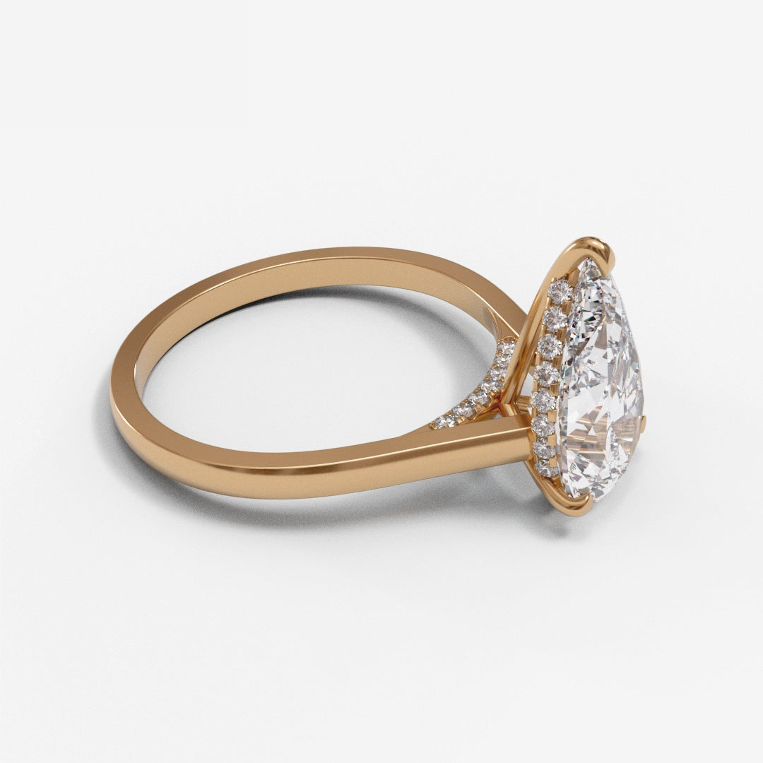 Pear Diamond Bridge Flat Cathedral Hidden Halo 1.6mm band (setting only)