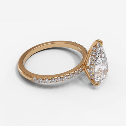 Pear Hidden Halo Pave 1.6mm band (setting only)