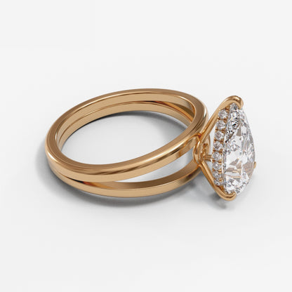 Pear Split Shank Hidden Halo 3mm band (setting only)