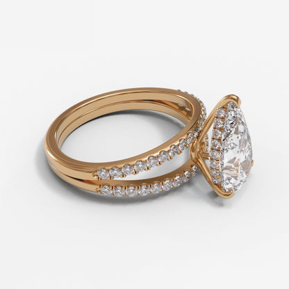 Pear Split Shank Hidden Halo Pave 2.6mm band (setting only)