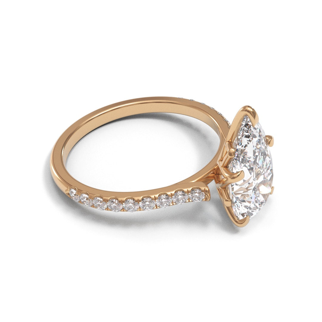 Pear Tulip Open Cathedral Pave 2mm band (setting only)