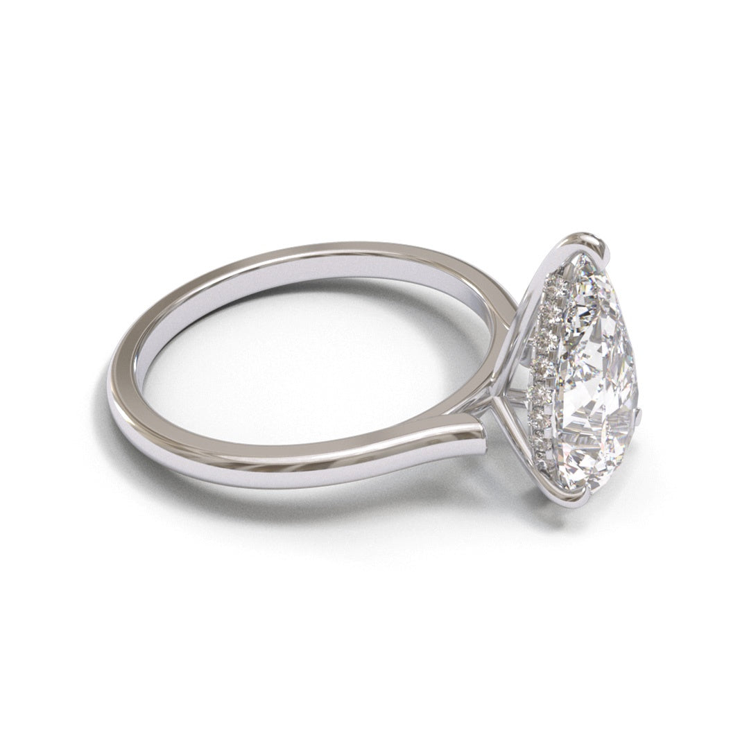 Pear Open Cathedral Hidden Halo 1.6mm band (setting only)
