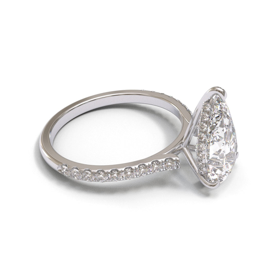 Pear Open Cathedral Hidden Halo Pave 2mm band (setting only)