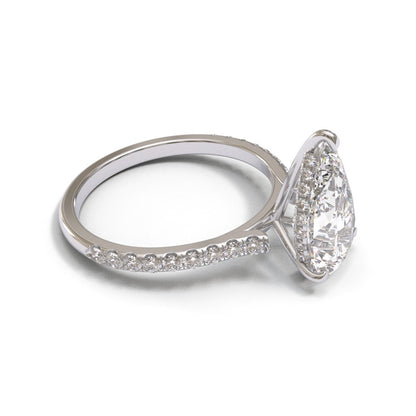 Pear Open Cathedral Hidden Halo Pave 2mm band (setting only)
