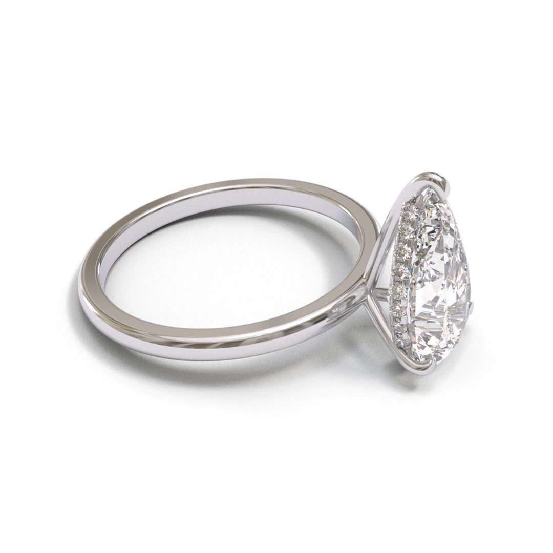 Pear Dome Hidden Halo 2mm band (setting only)