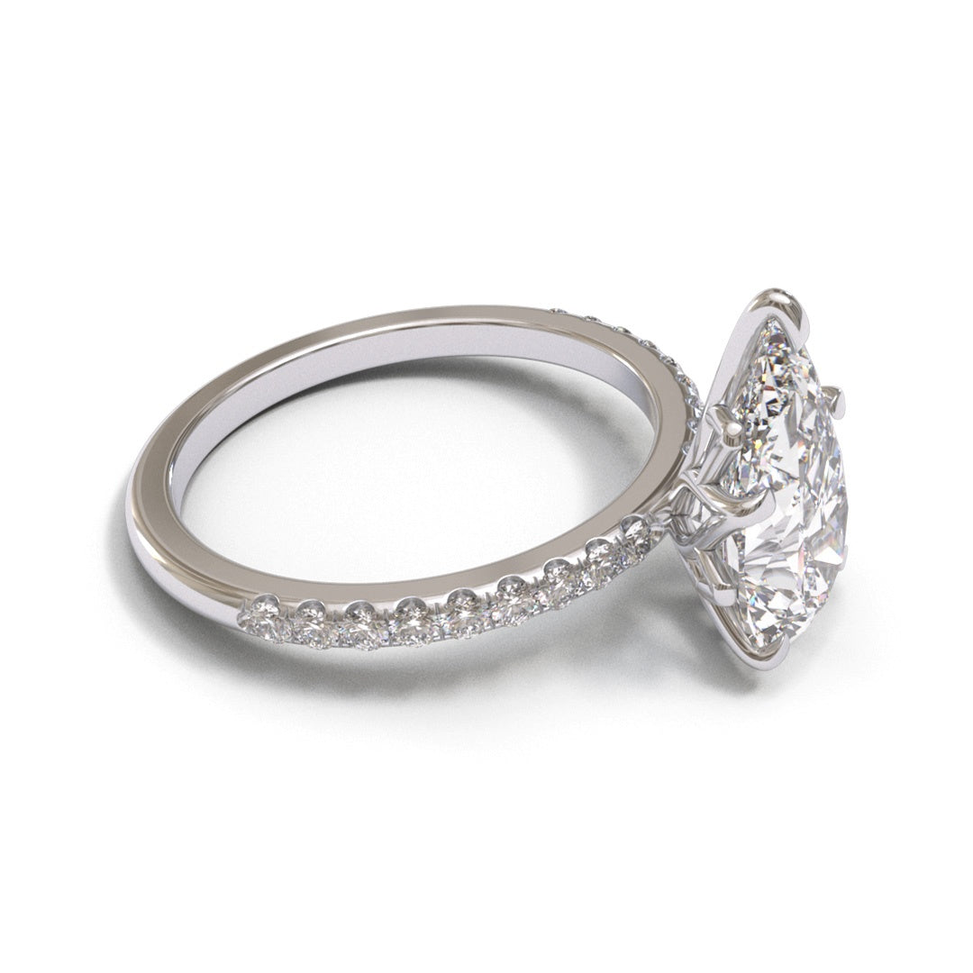 Pear Dome Tulip Pave 2mm band (setting only)