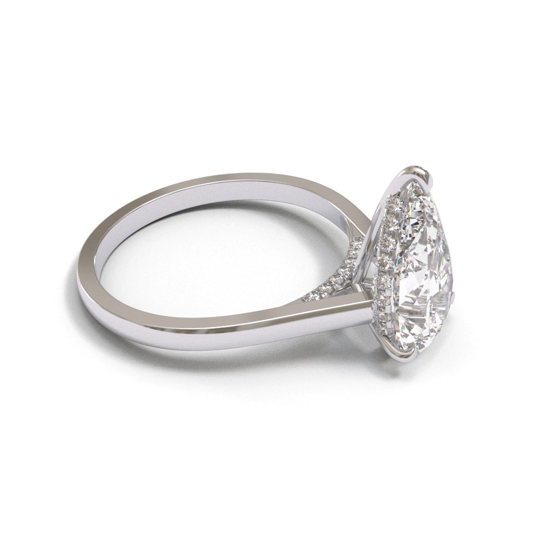Pear Diamond Bridge Flat Cathedral Hidden Halo 1.6mm band (setting only)