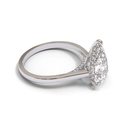 Pear Diamond Bridge Flat Cathedral Hidden Halo 1.6mm band (setting only)