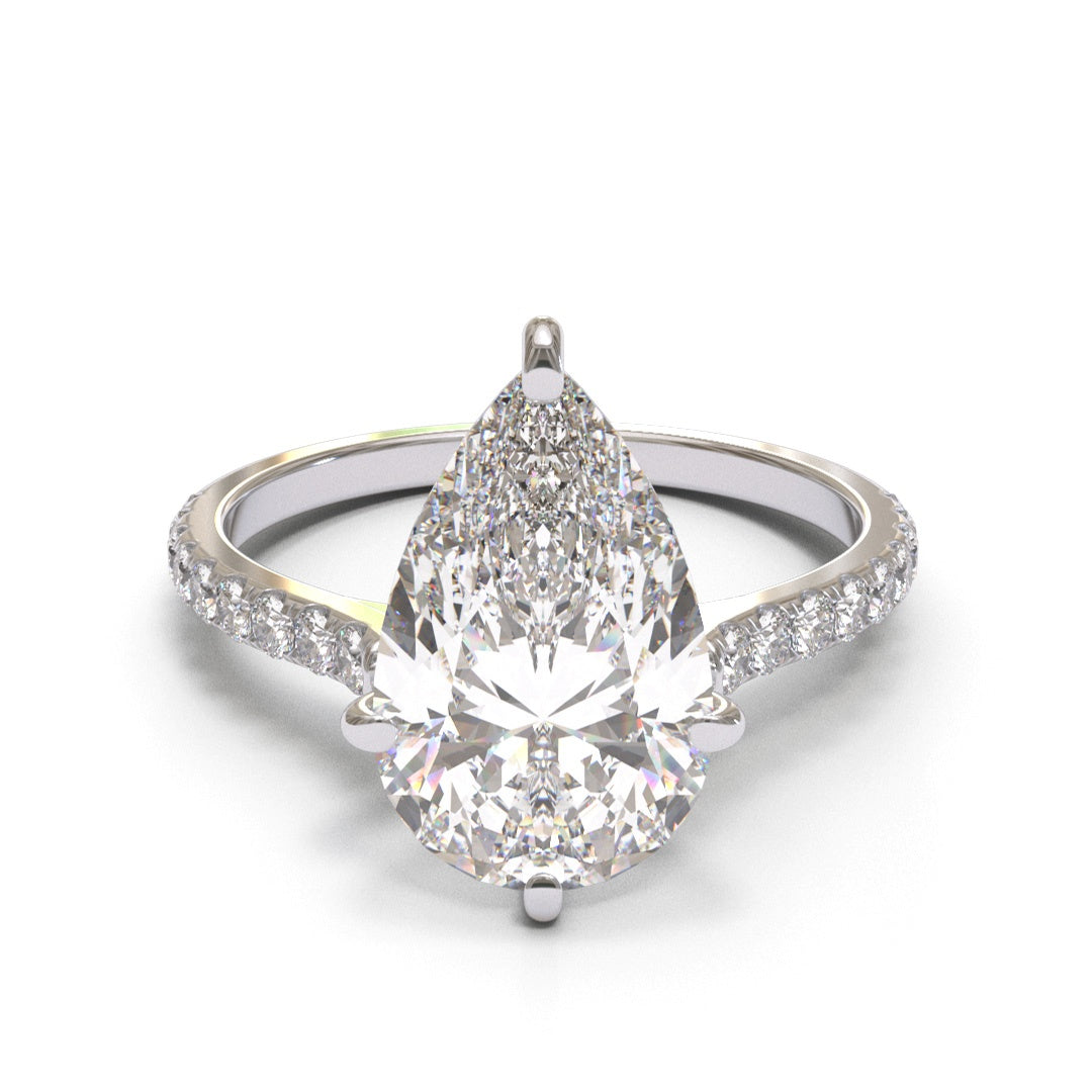 Pear NSEW Cathedral Open Pave 1.6mm band (setting only)