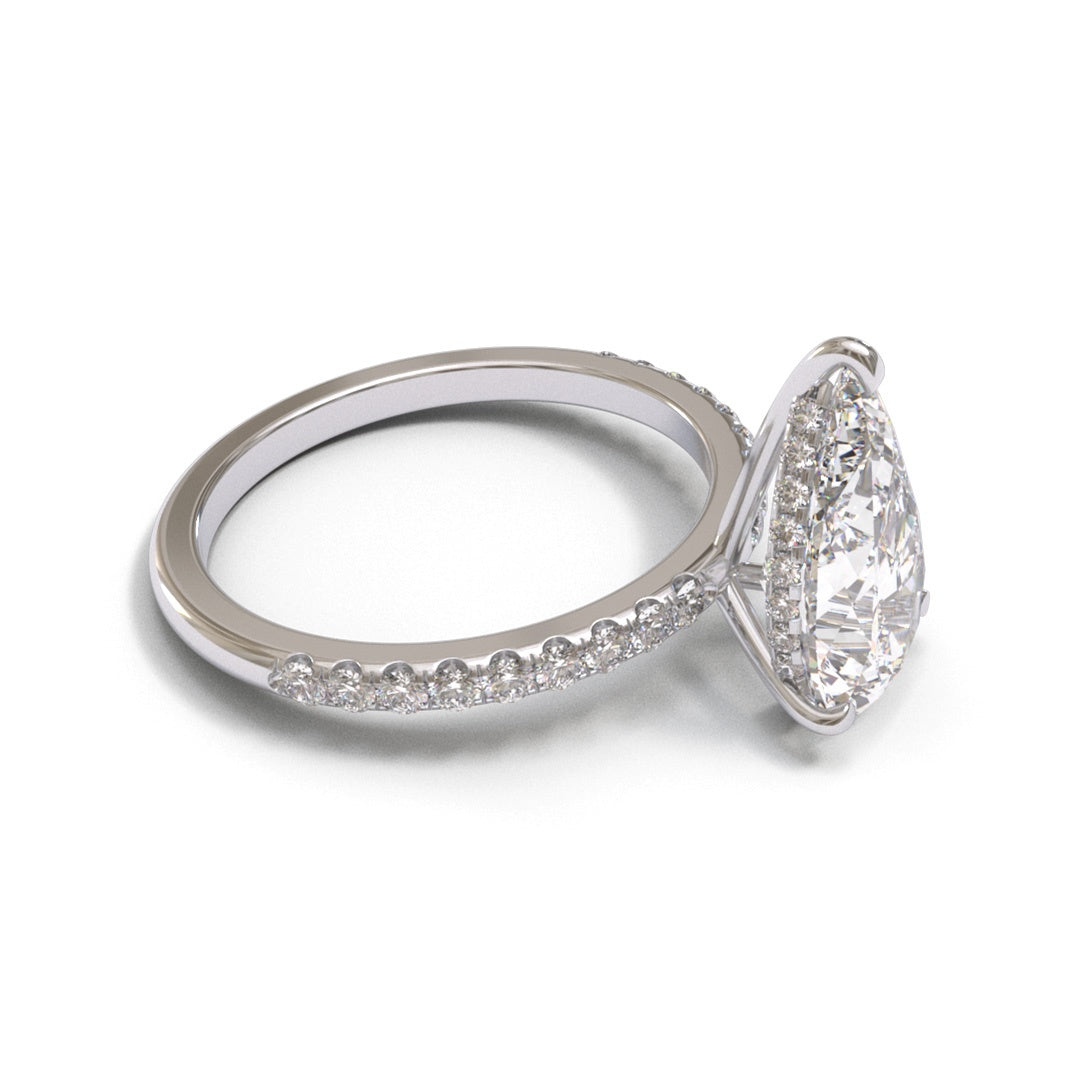 Pear Hidden Halo Pave 2mm band (setting only)