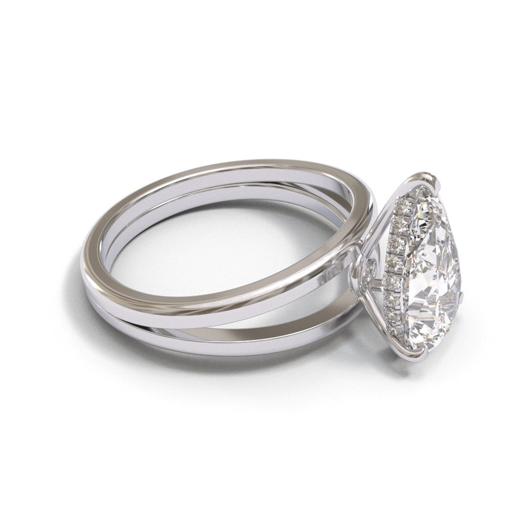 Pear Split Shank Hidden Halo 2.6mm band (setting only)