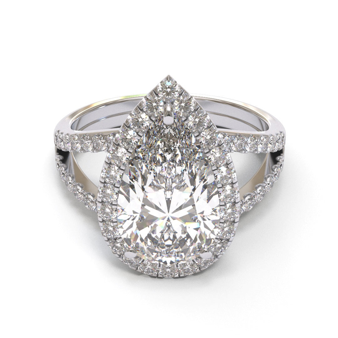 Pear Split Shank Halo Pave 3mm band (setting only)