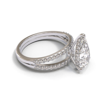 Pear Split Shank Hidden Halo Pave 2.6mm band (setting only)