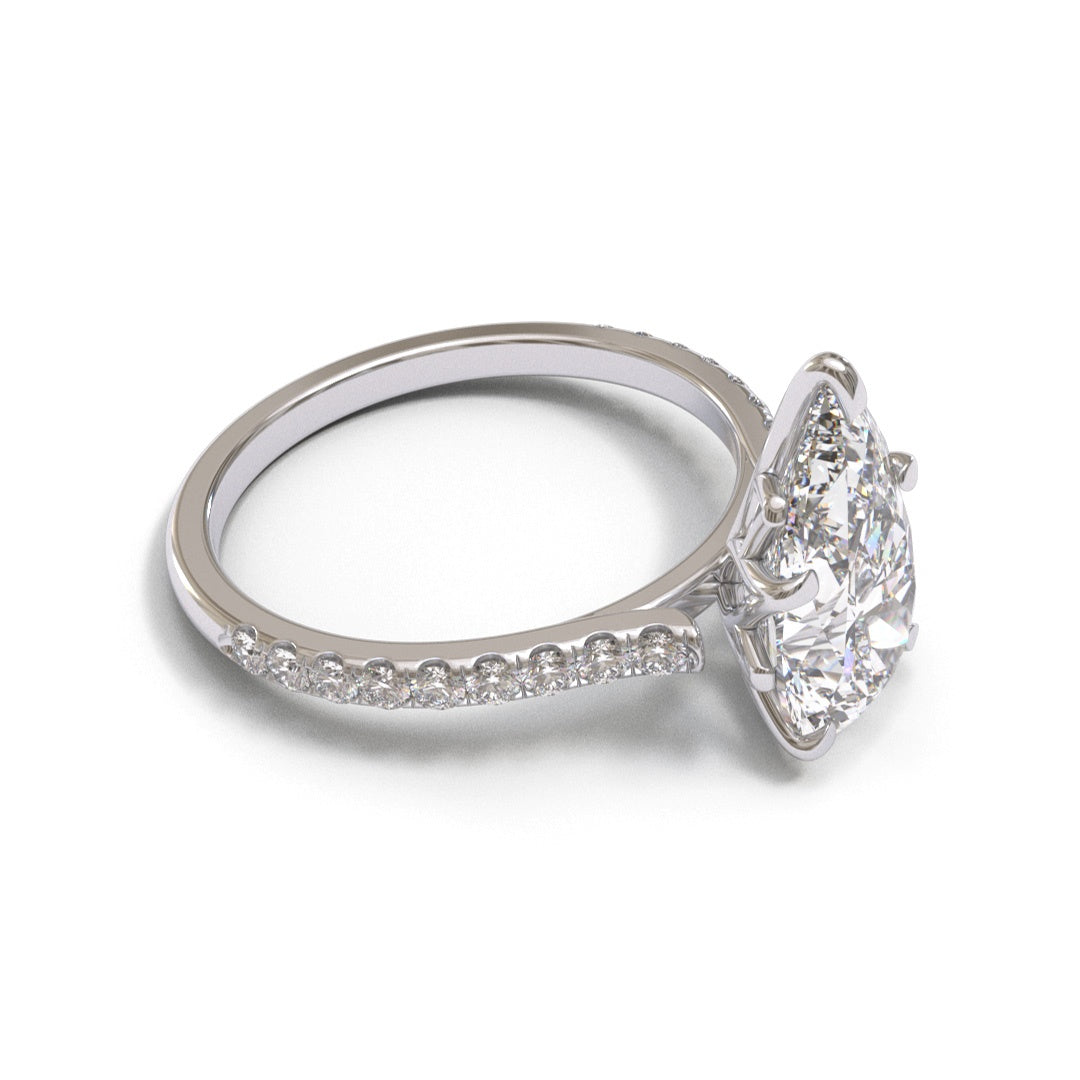 Pear Tulip Open Cathedral Pave 2mm band (setting only)