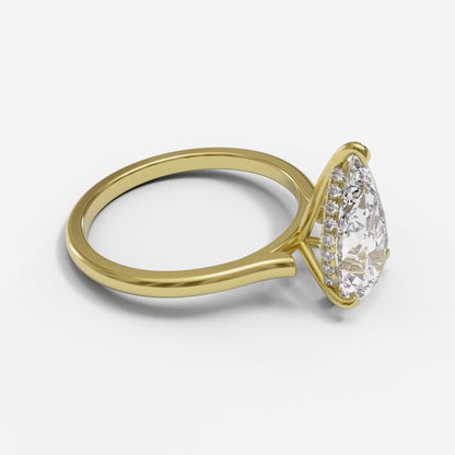 Pear Open Cathedral Hidden Halo 2mm band (setting only)