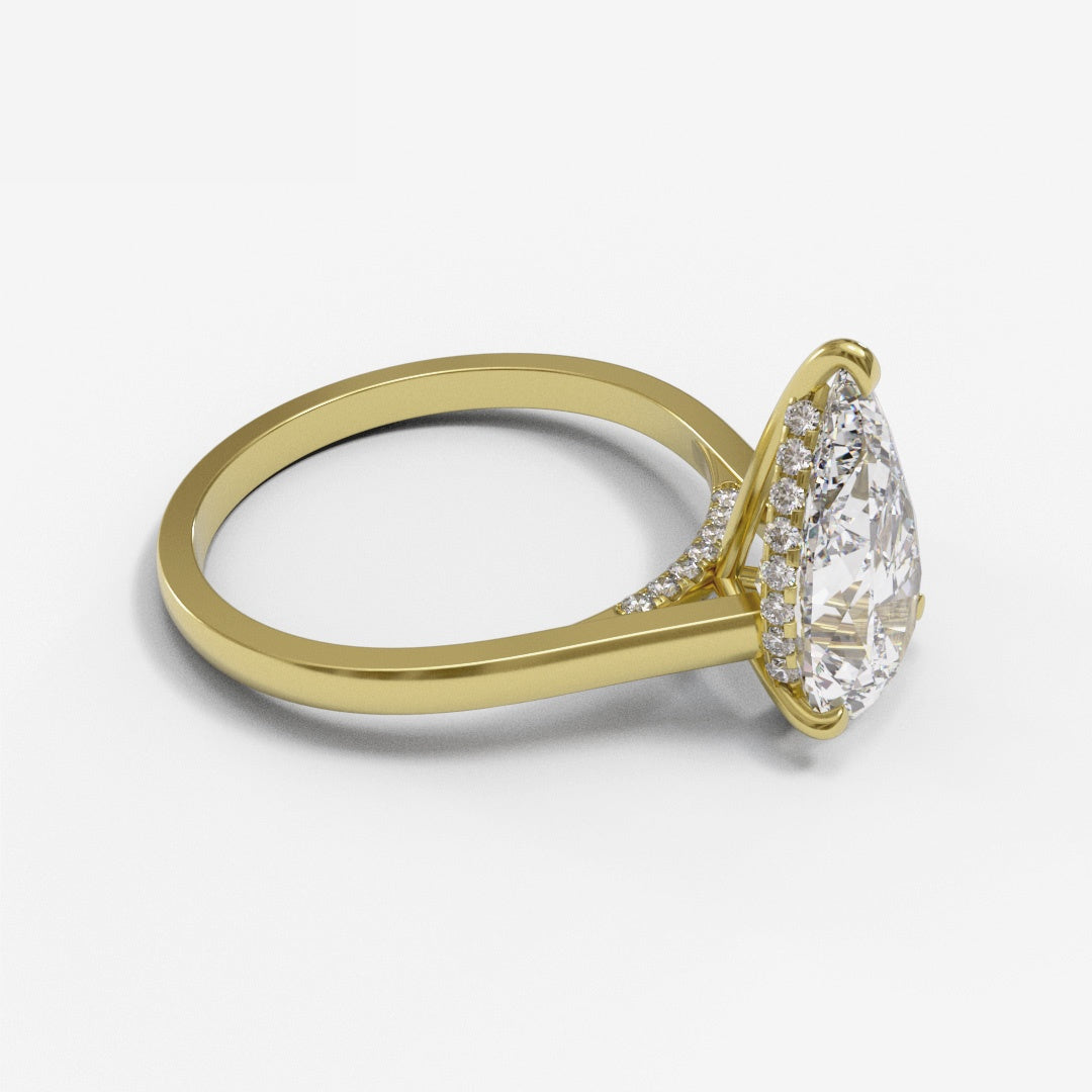 Pear Diamond Bridge Flat Cathedral Hidden Halo 1.6mm band (setting only)