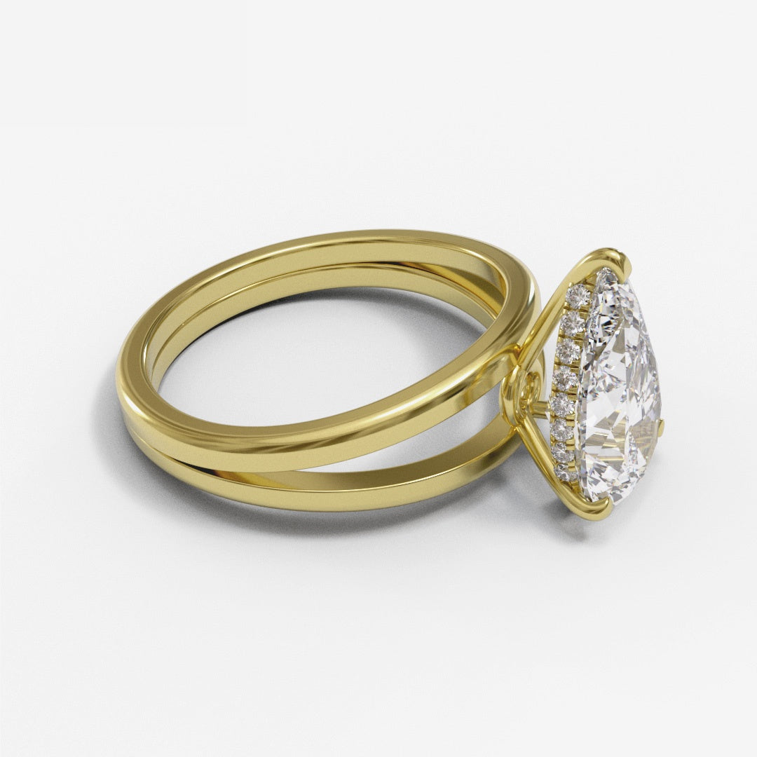 Pear Split Shank Hidden Halo 3mm band (setting only)