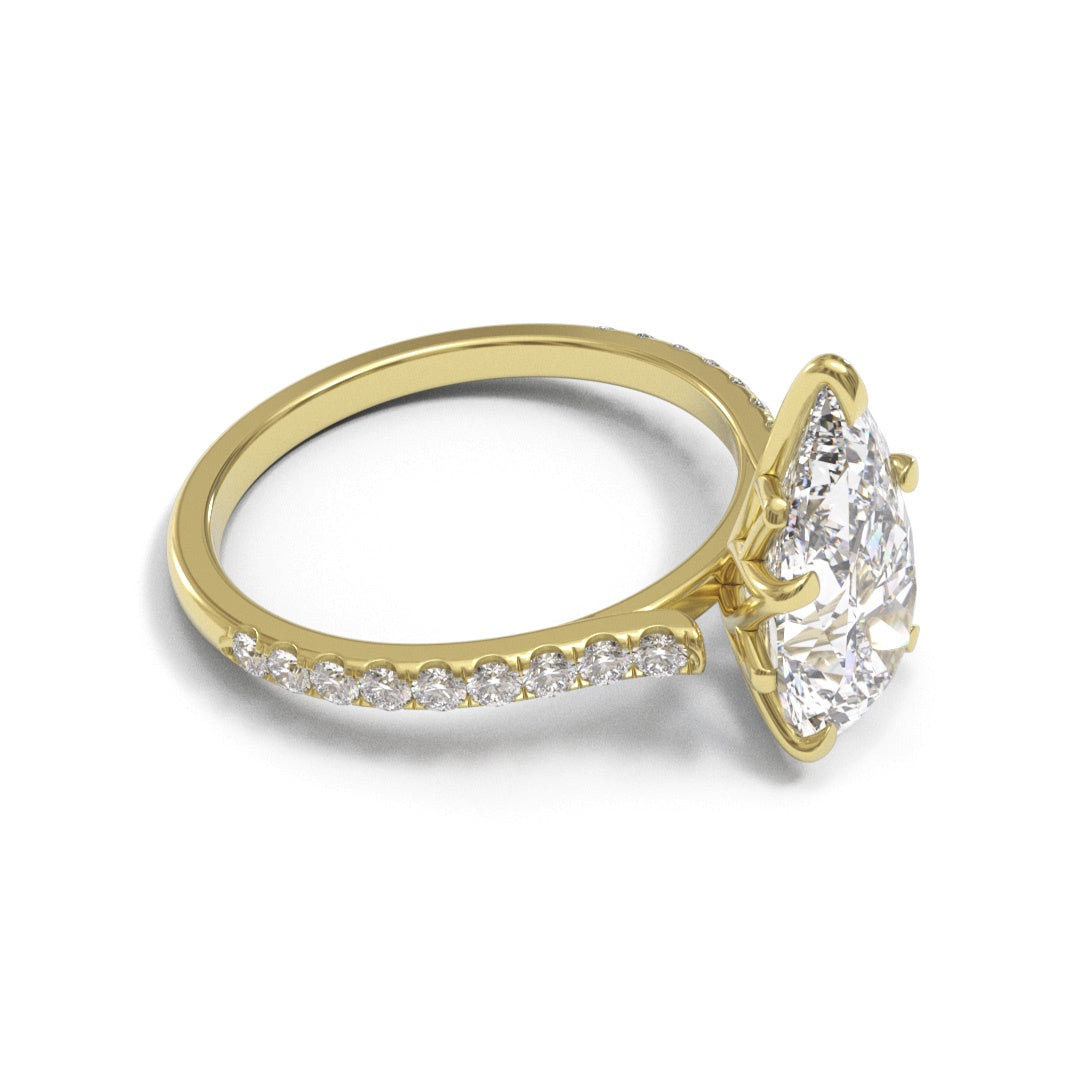 Pear Tulip Open Cathedral Pave 2mm band (setting only)