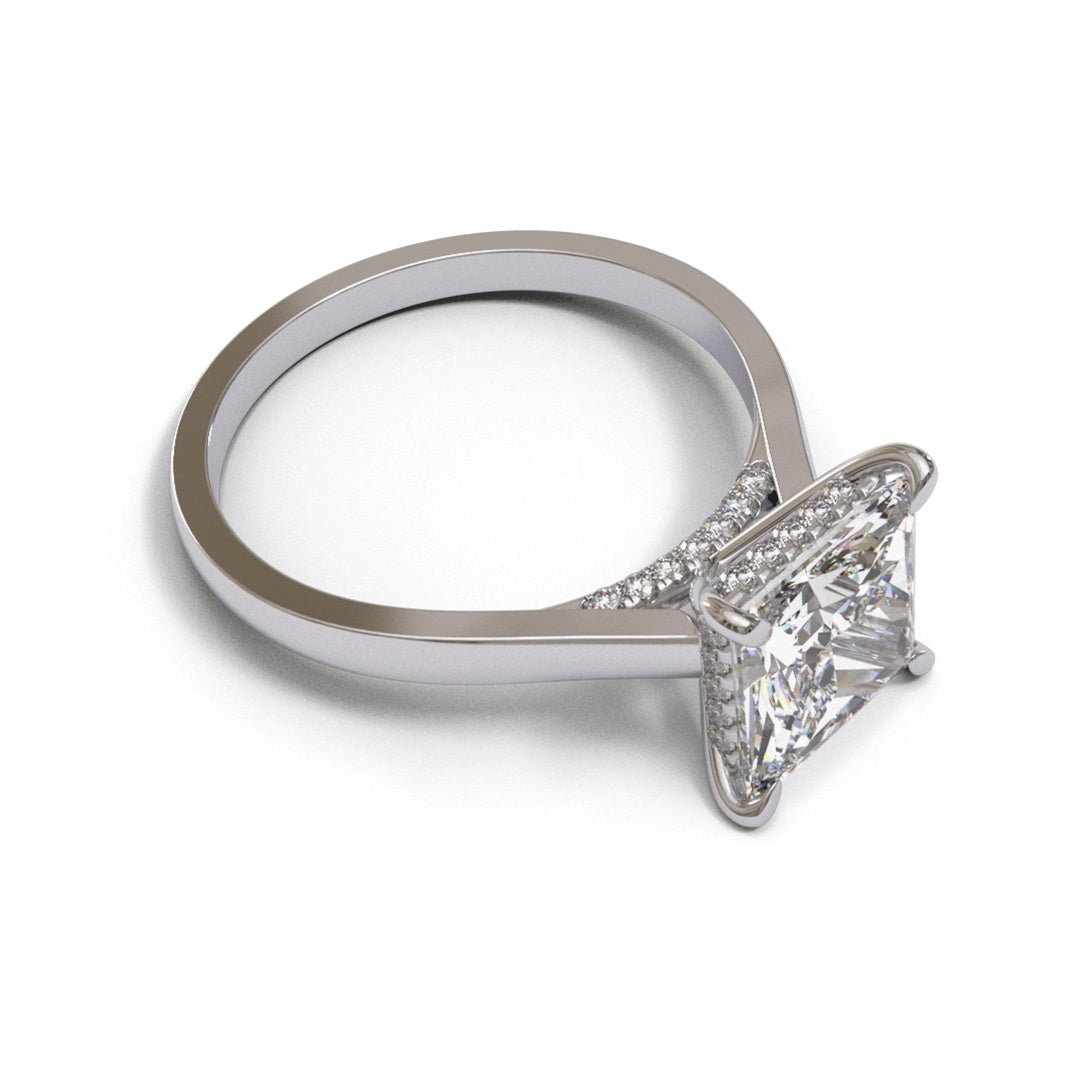 Princess Diamond Bridge Flat Cathedral Hidden Halo 1.6mm band (setting only)