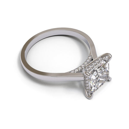 Princess Diamond Bridge Flat Cathedral Hidden Halo 1.6mm band (setting only)