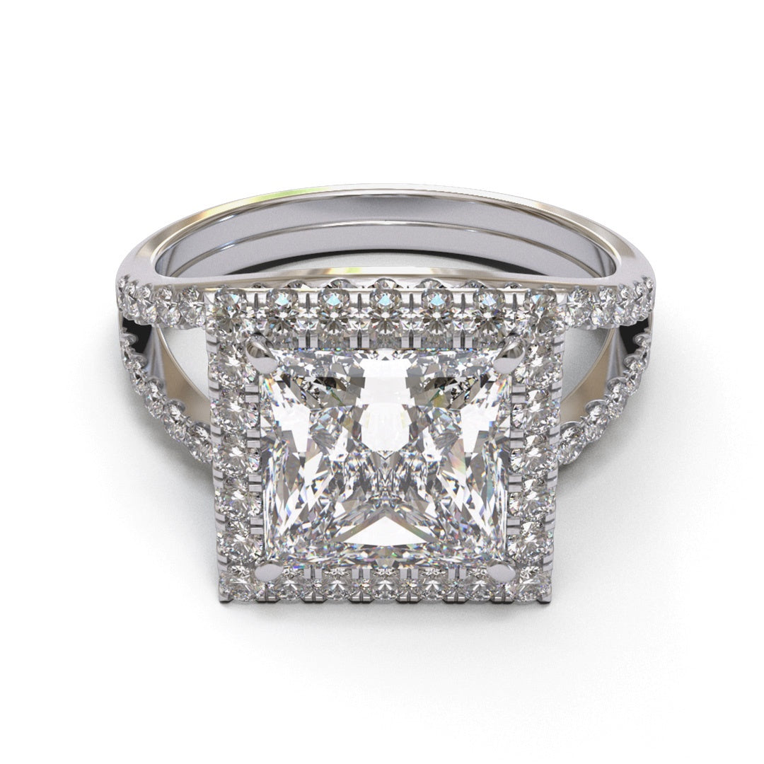 Princess Split Shank Halo Pave 3mm band (setting only)