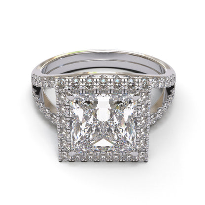 Princess Split Shank Halo Pave 3mm band (setting only)