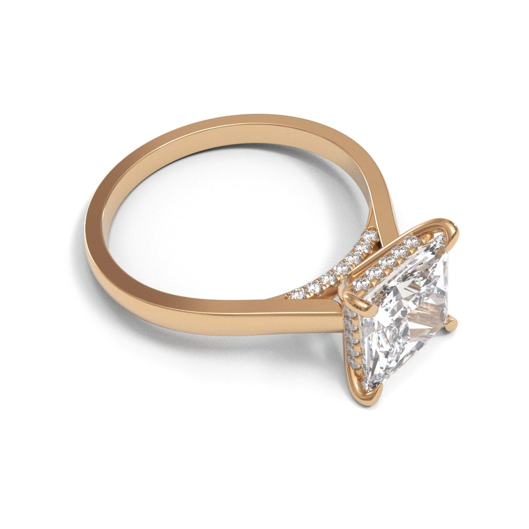 Princess Diamond Bridge Flat Cathedral Hidden Halo 1.6mm band (setting only)