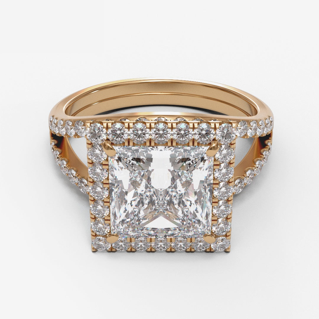Princess Split Shank Halo Pave 3mm band (setting only)