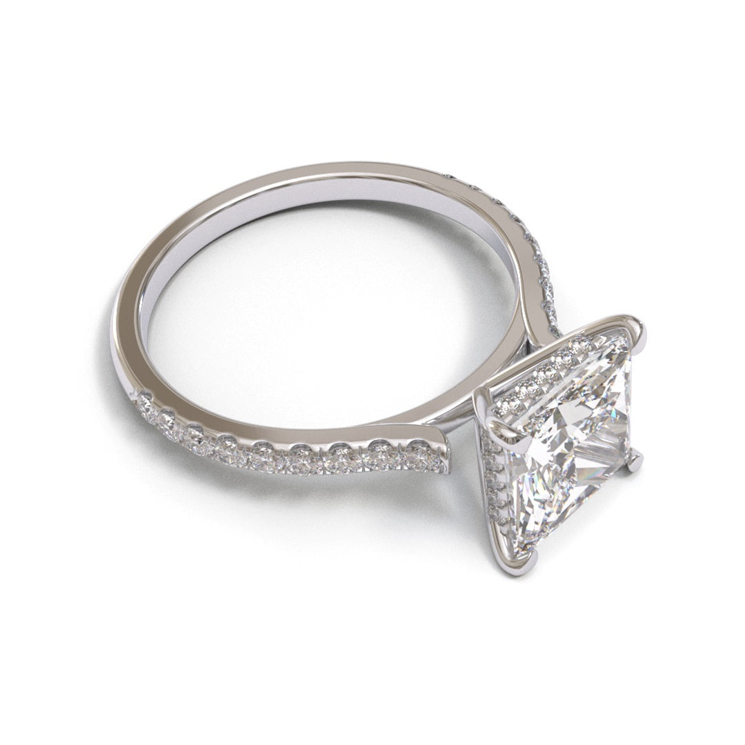 Princess Open Cathedral Hidden Halo Pave 1.6mm band (setting only)