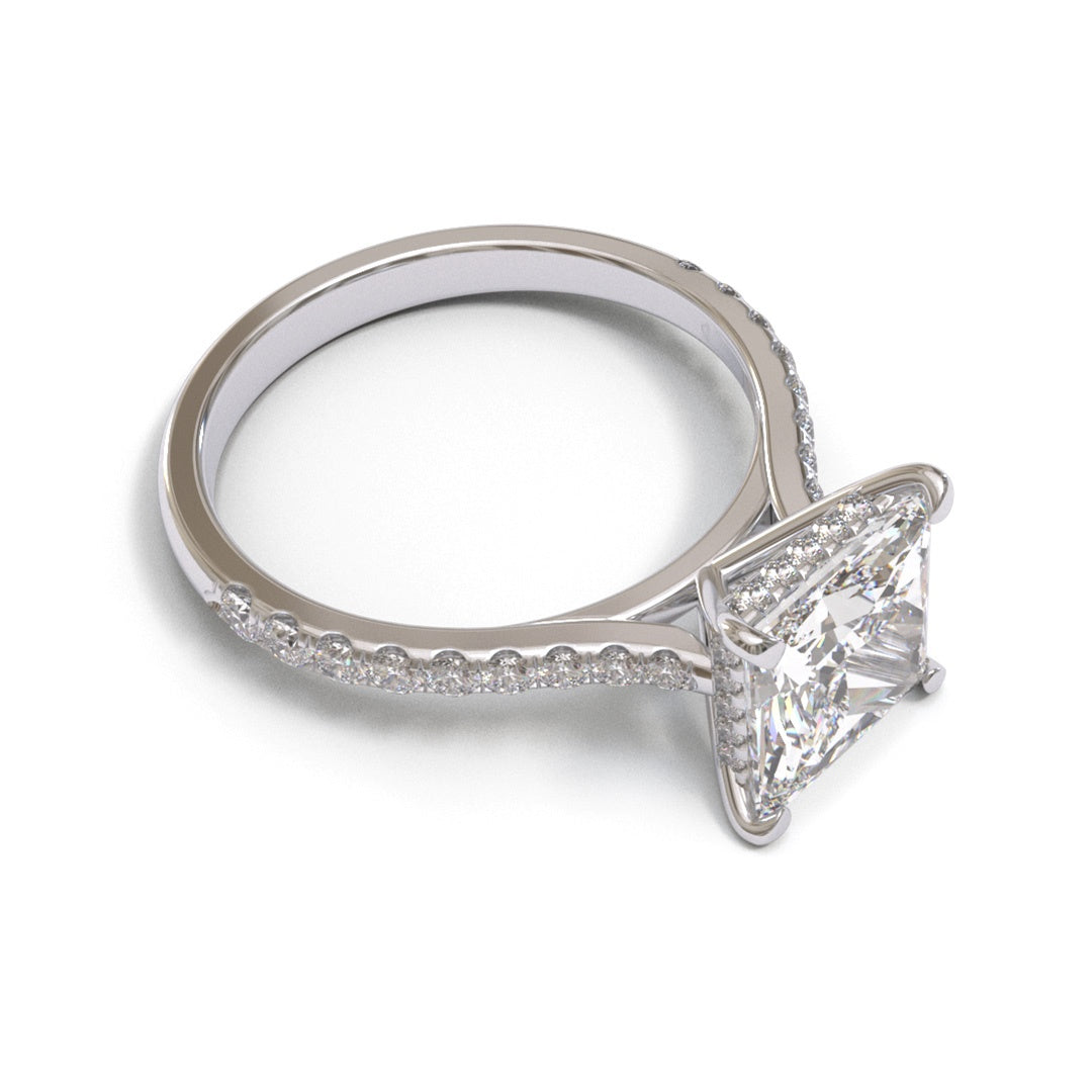 Princess Tapered Cathedral Hidden Halo Pave 1.6-2.6mm band (setting only)