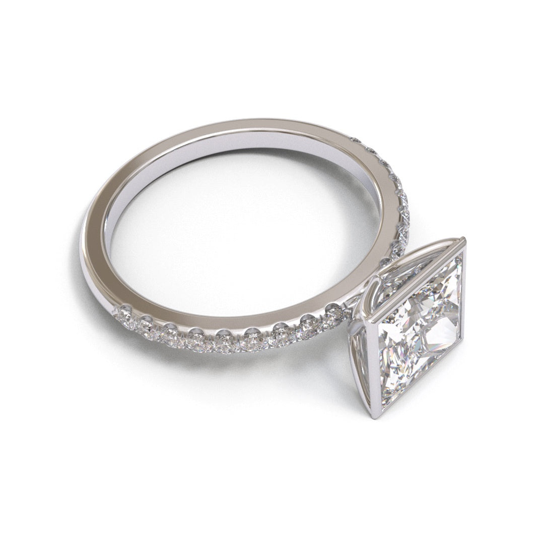 Princess Tulip Dome Bezel Pave 2mm band (setting only)