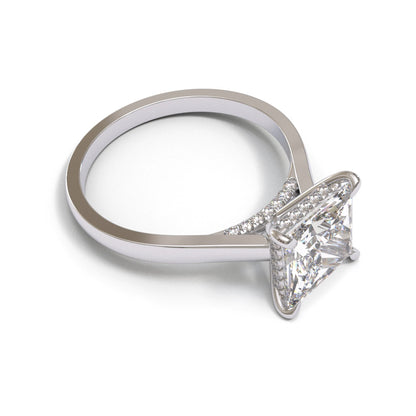 Princess Diamond Bridge Flat Cathedral Hidden Halo 1.6mm band (setting only)