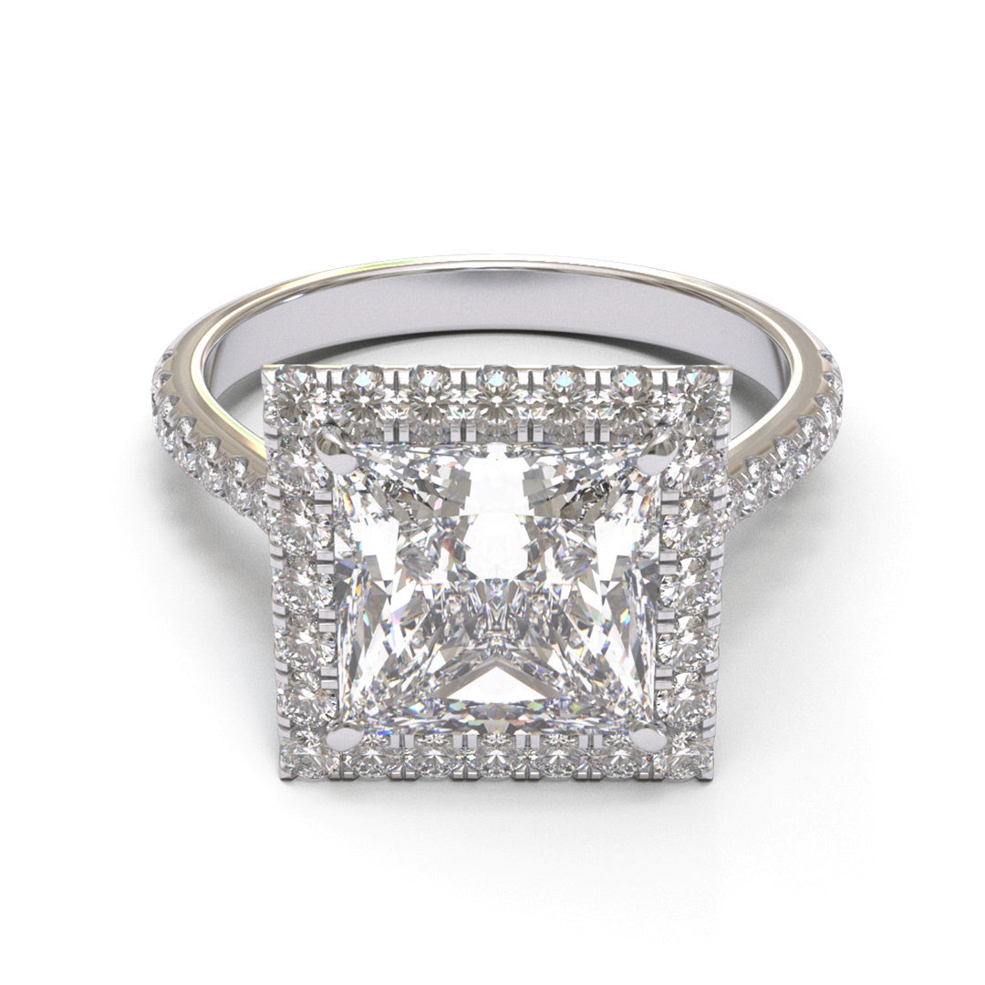 Princess Tapered Cathedral Halo Pave 1.6-2.6mm band (setting only)