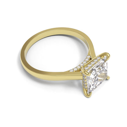 Princess Diamond Bridge Flat Cathedral Hidden Halo 1.6mm band (setting only)