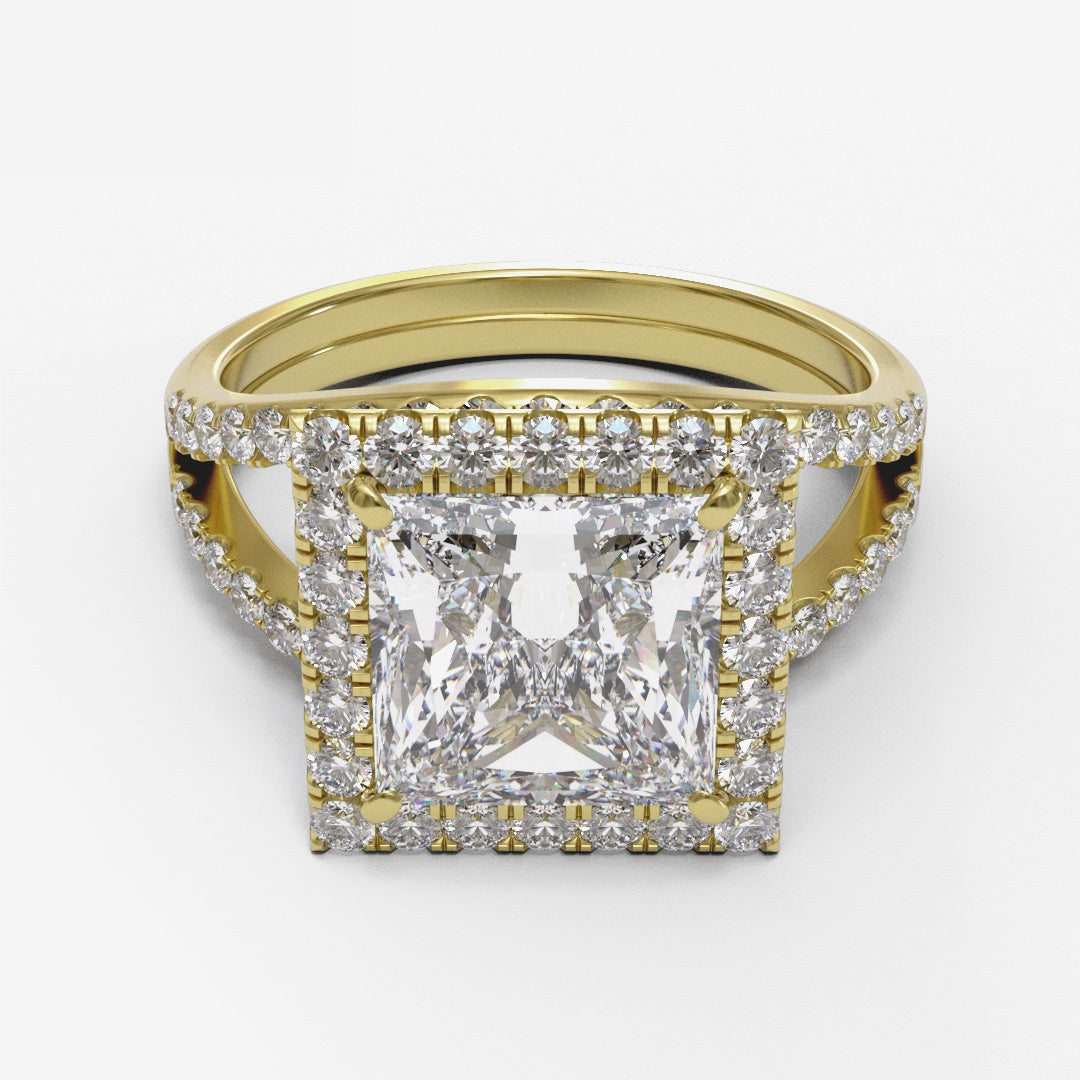 Princess Split Shank Halo Pave 3mm band (setting only)