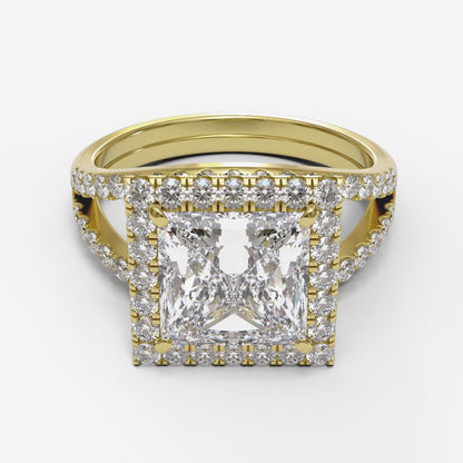 Princess Split Shank Halo Pave 3mm band (setting only)