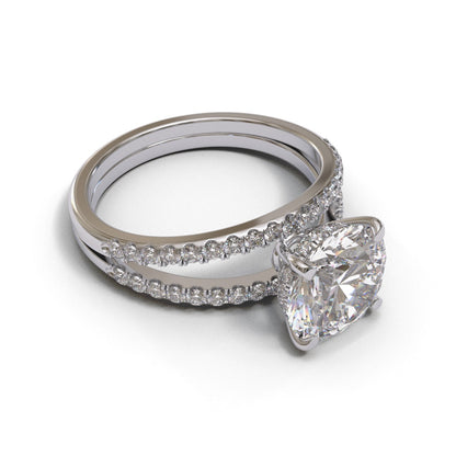 Round Split Shank Hidden Halo Pave 3mm band (setting only)