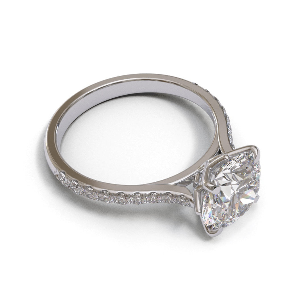 Round Tulip Tapered Cathedral Pave 1.6-2.6mm band (setting only)