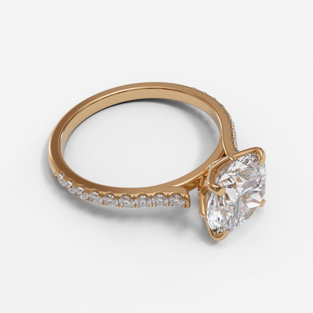 Round Tulip Open Cathedral Pave 1.6mm band (setting only)