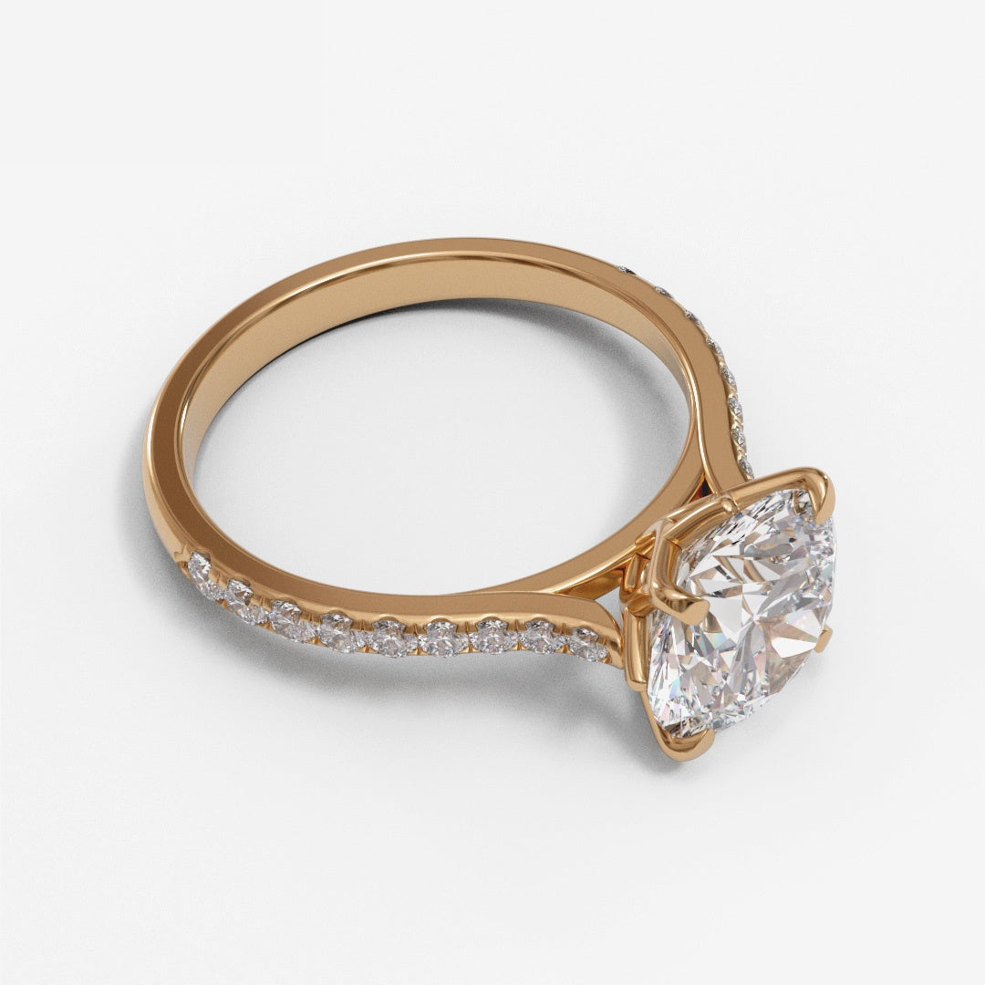 Round Tulip Tapered Cathedral Pave 1.6-2.6mm band (setting only)
