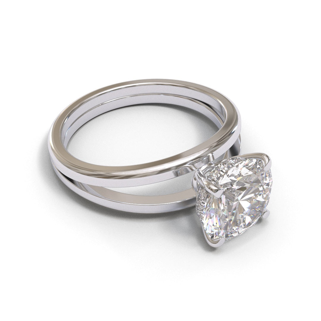 Round Split Shank Hidden Halo 3mm band (setting only)