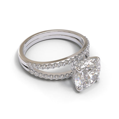 Round Split Shank Hidden Halo Pave 3mm band (setting only)